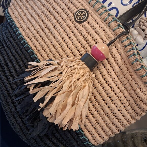 Tory Burch Color Block Tote with Tassel - Picture 3 of 9